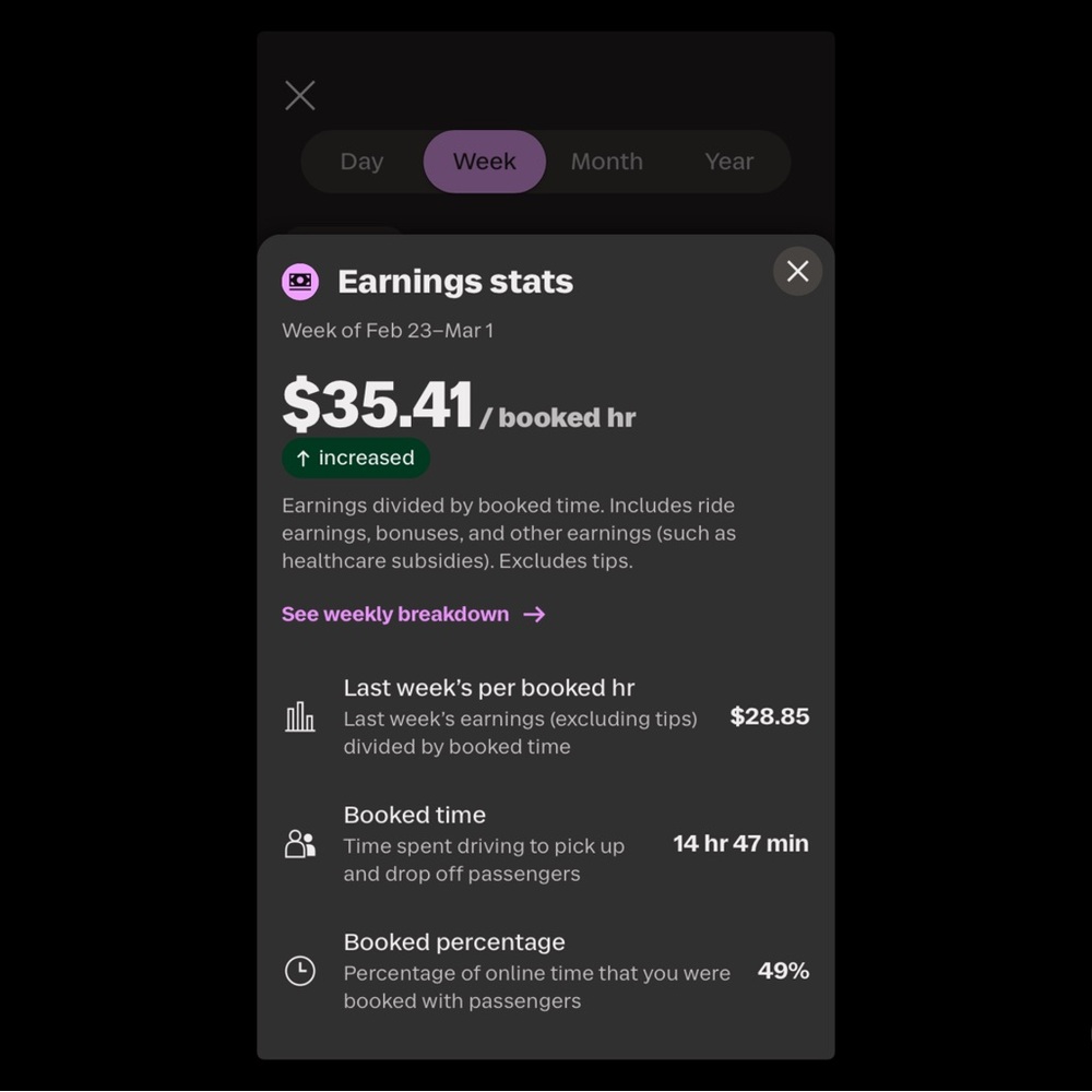 Earnings and Driving Stats Display - Picture 3 of 3